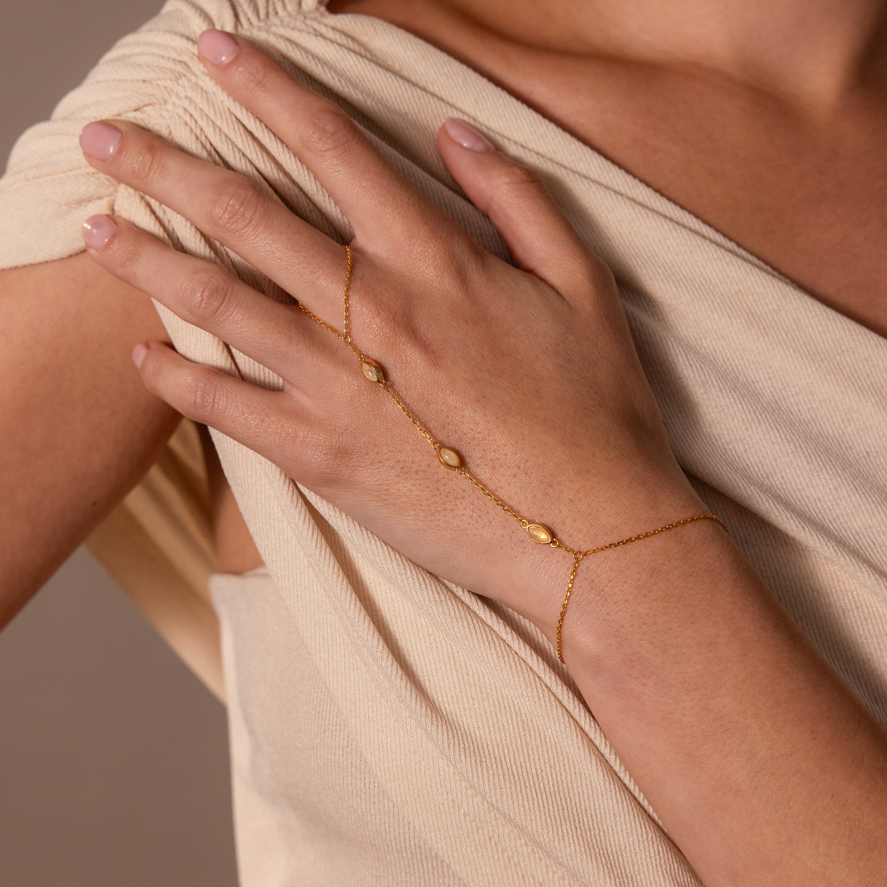 Moonstone Hand Chain Bracelet