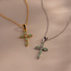 Marquise Jade Cross Necklace