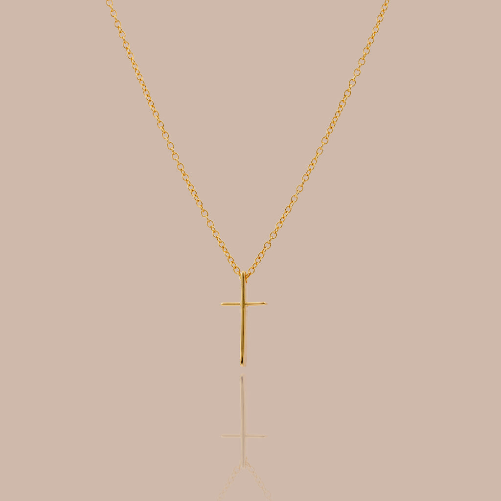Skinny Cross Necklace in 18K Gold