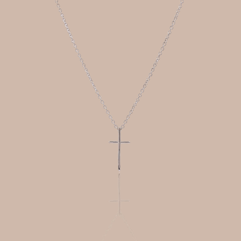 Skinny Cross Necklace in Silver