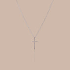 Skinny Cross Necklace in Silver