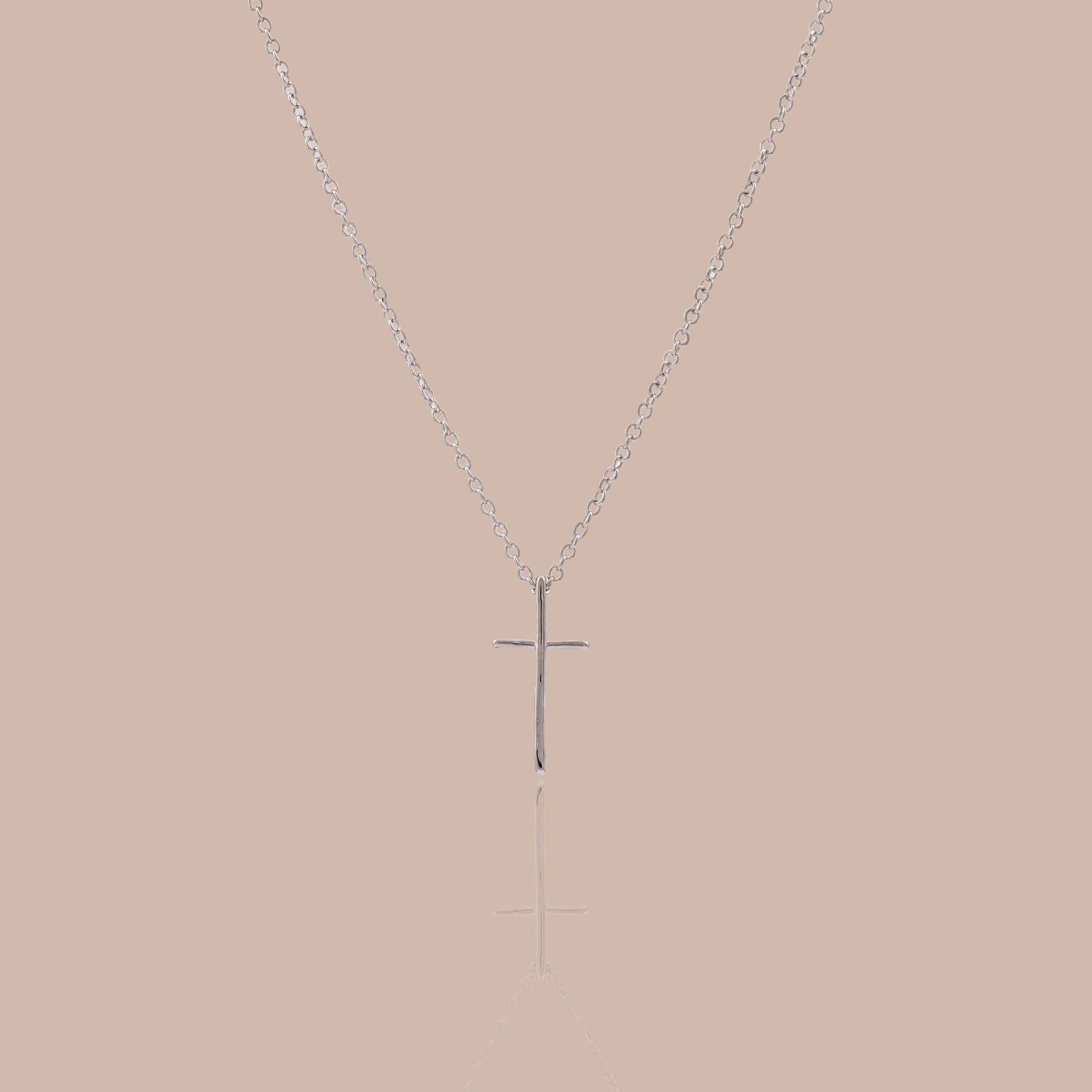 Skinny Cross Necklace in Silver