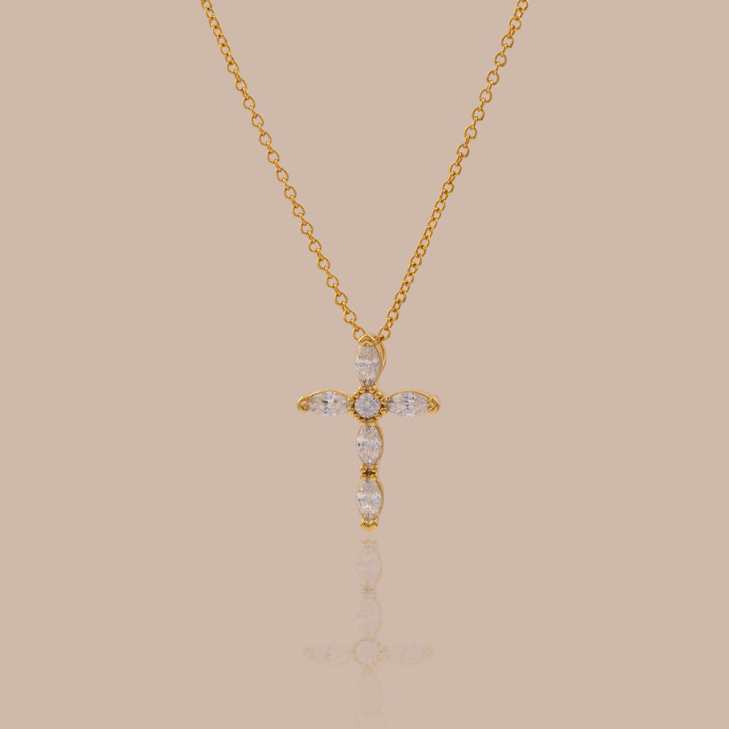 Marquise Diamond Cross Necklace