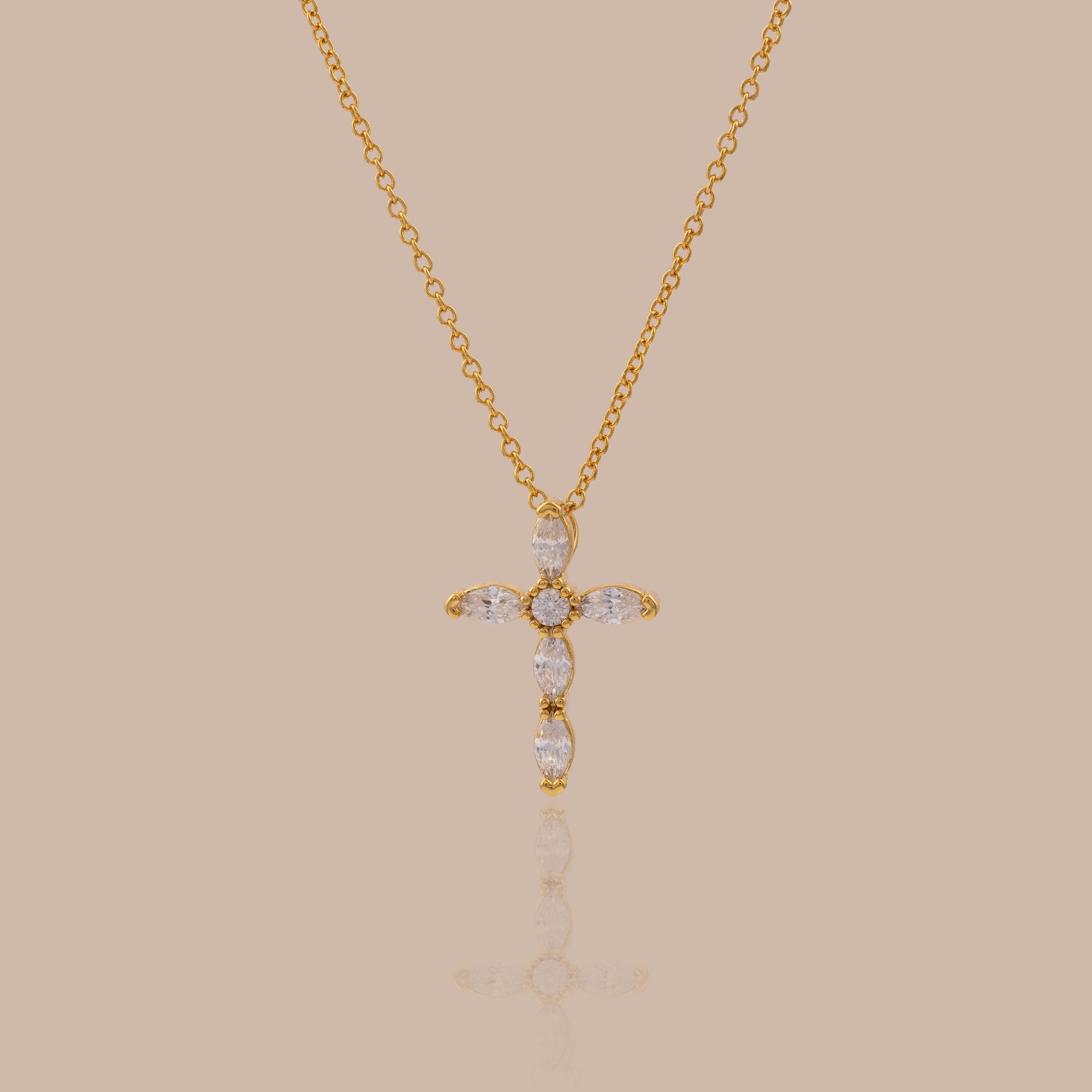 Marquise Diamond Cross Necklace