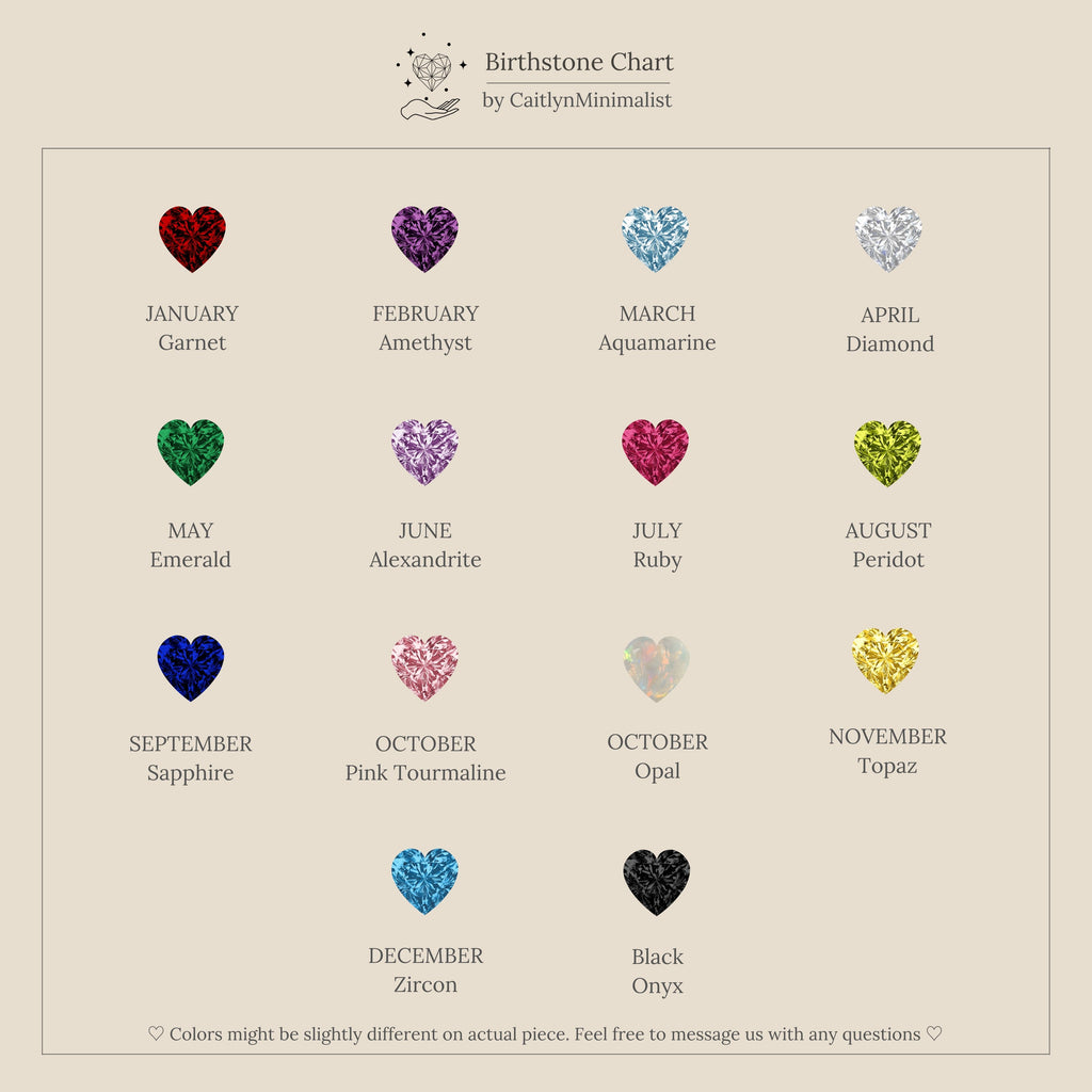Love Toi et Moi Ring in 18K Gold: features a birthstone chart with heart-shaped gems for each month, plus optional black onyx—ideal inspiration for designing your own personalized or stacking gemstone ring.