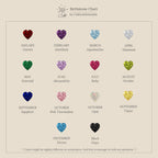 Discover inspiration for your Love Toi et Moi Ring in Silver with this minimalist birthstone chart, showcasing heart-shaped gems and stone names for each month—ideal for creating a stunning stacking or gemstone ring.