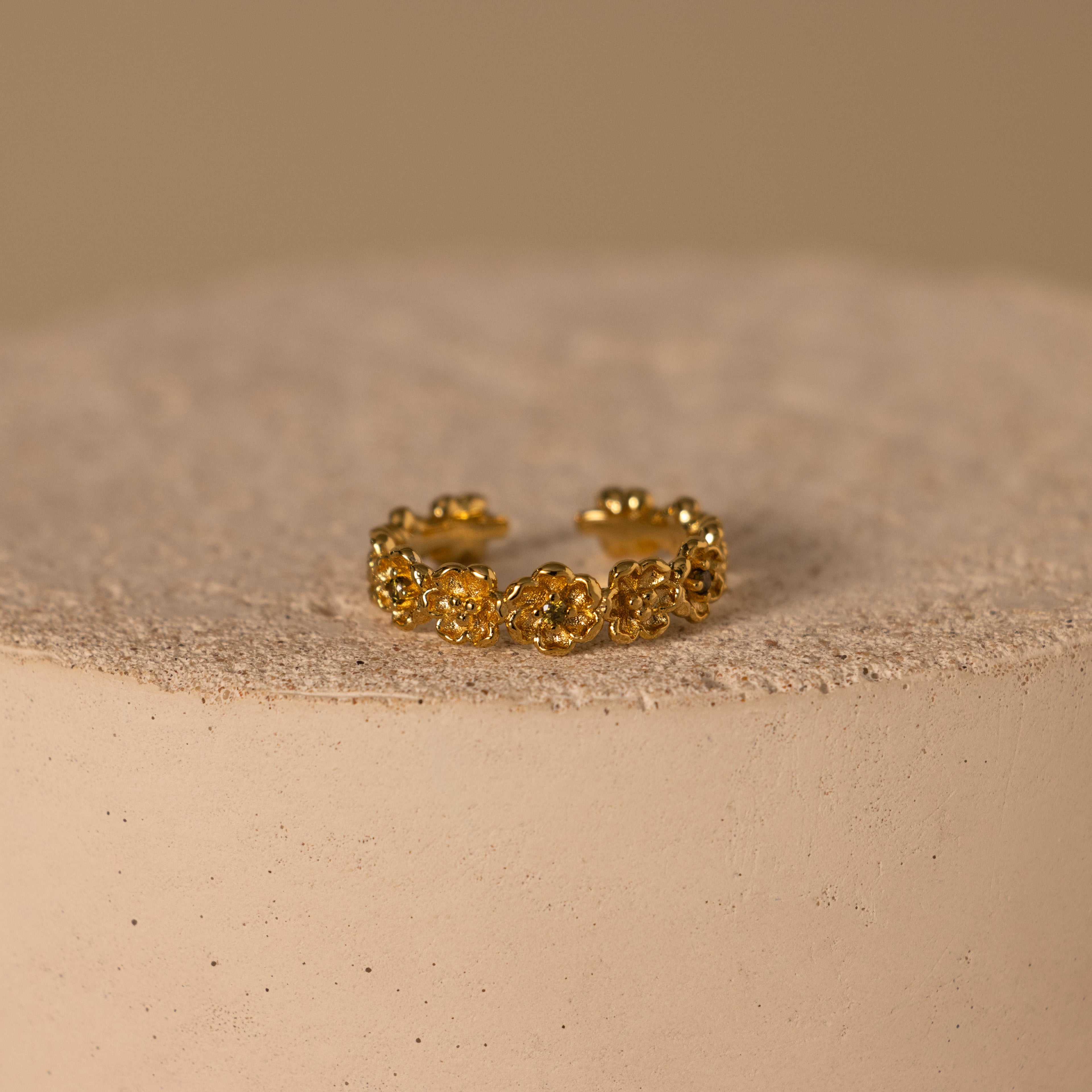 Birthstone Flower Eternity Ring