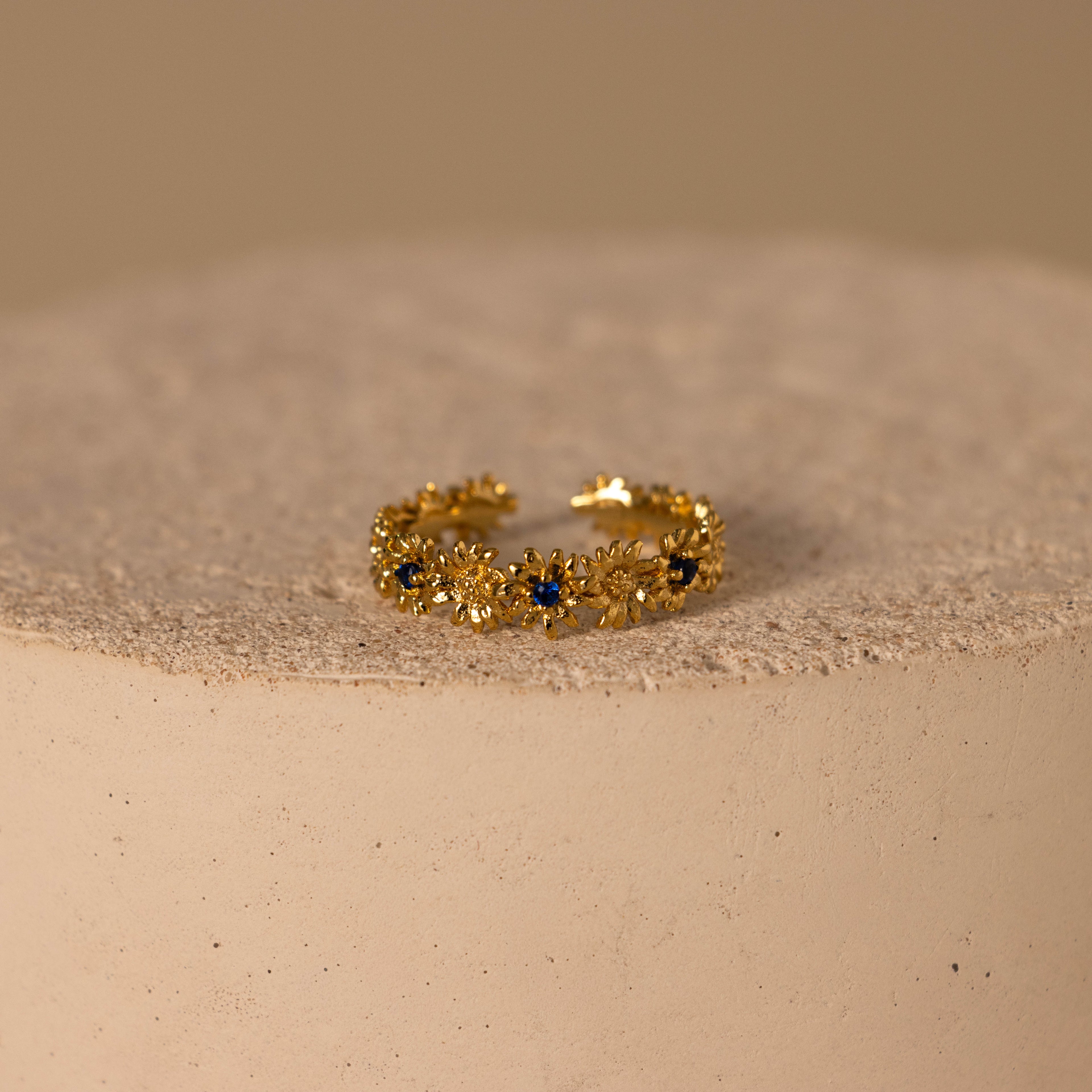 Birthstone Flower Eternity Ring