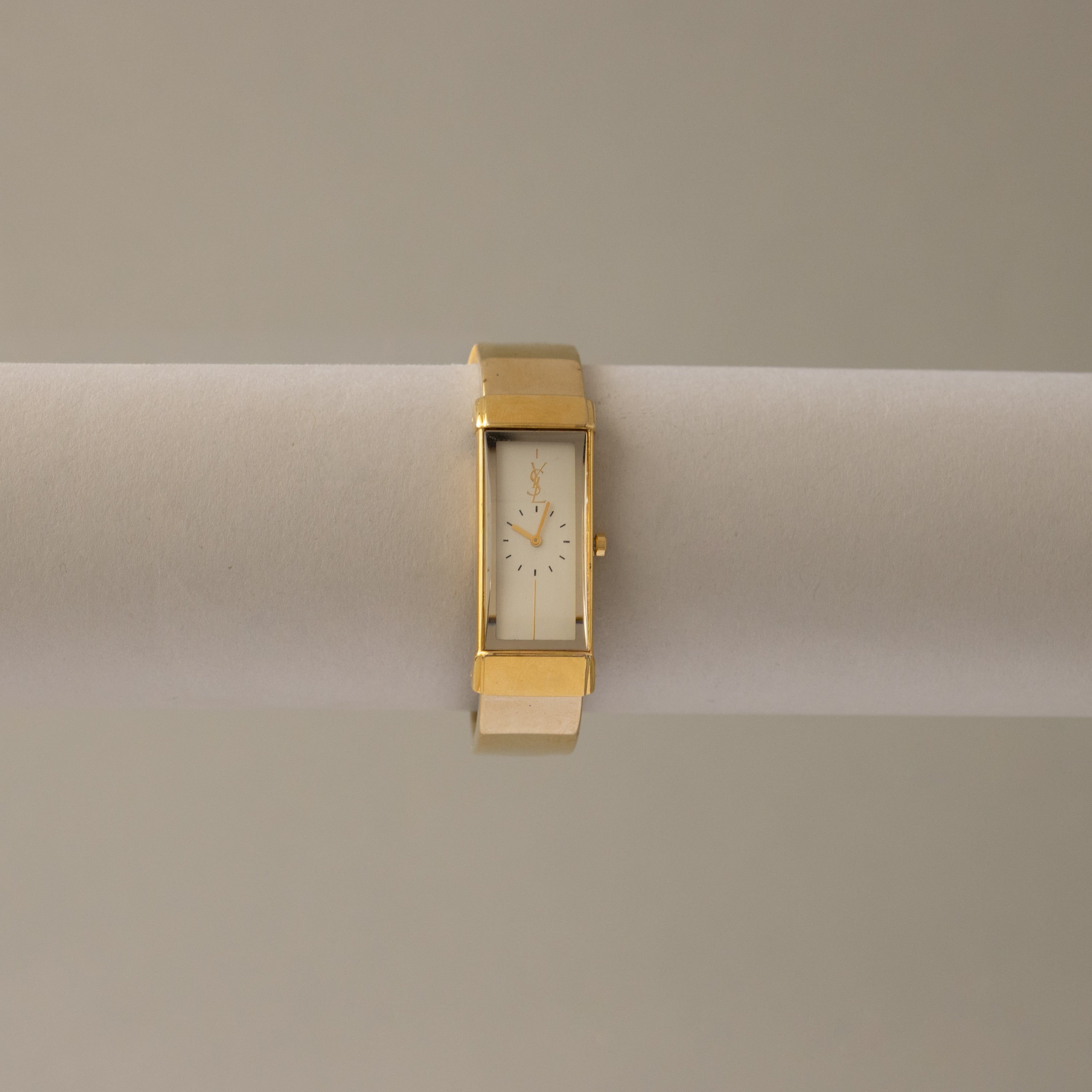 Vintage YSL Slim Rectangular Gold Watch