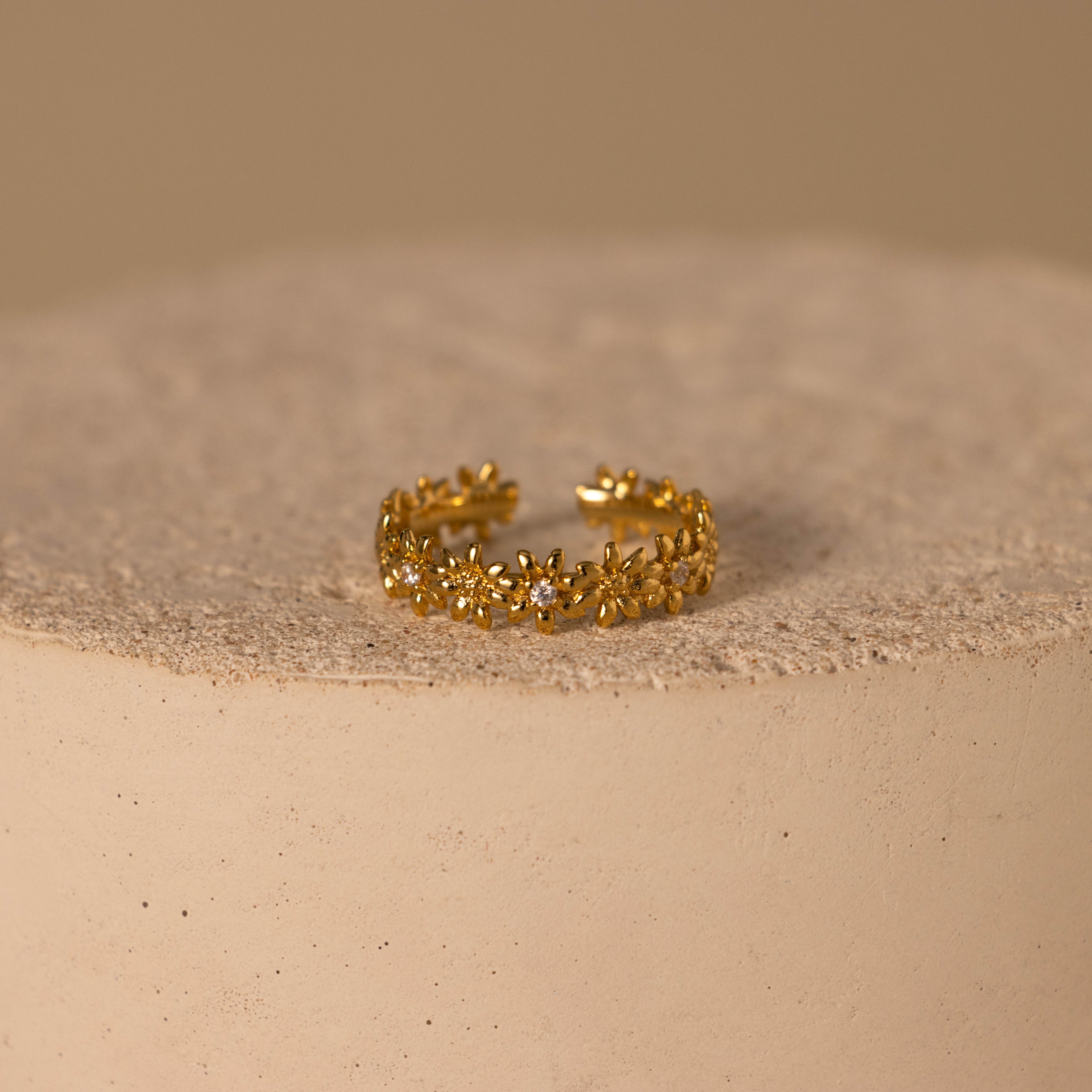 Birthstone Flower Eternity Ring