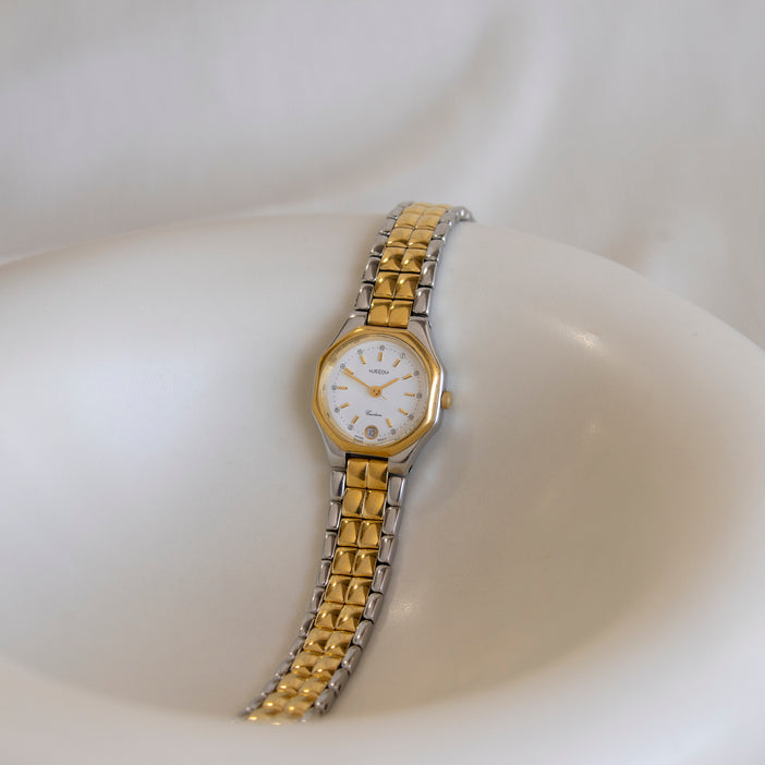 Vintage Aureole Swiss Round Two Tone Watch