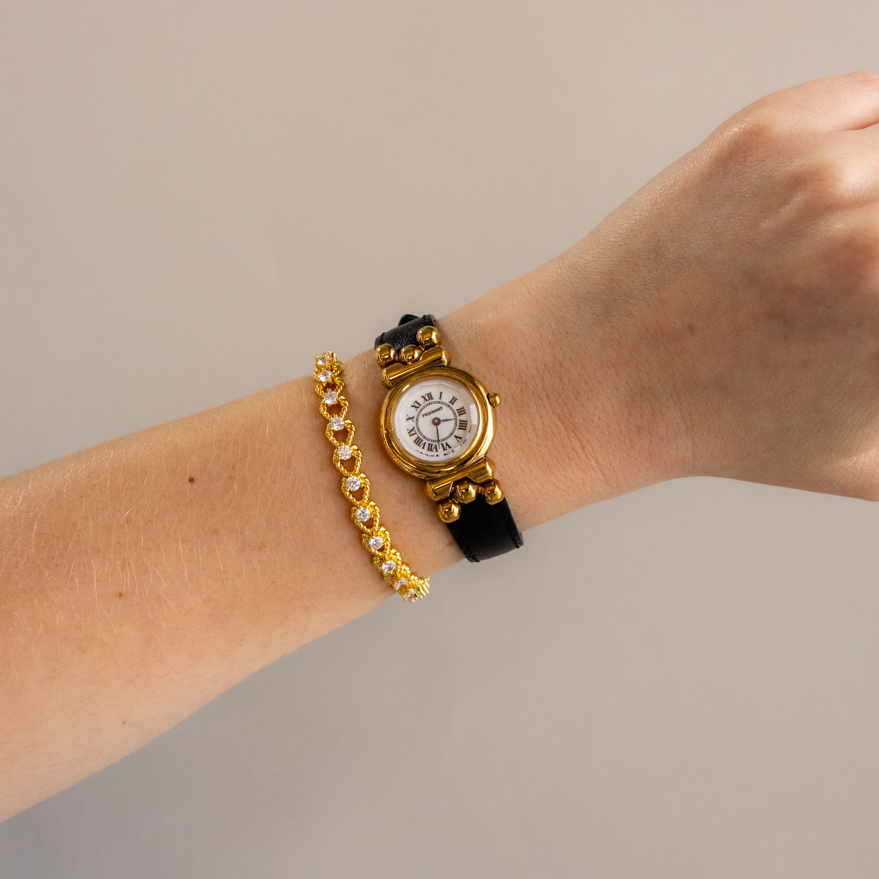 Vintage Pequignet Bold Round Gold Watch