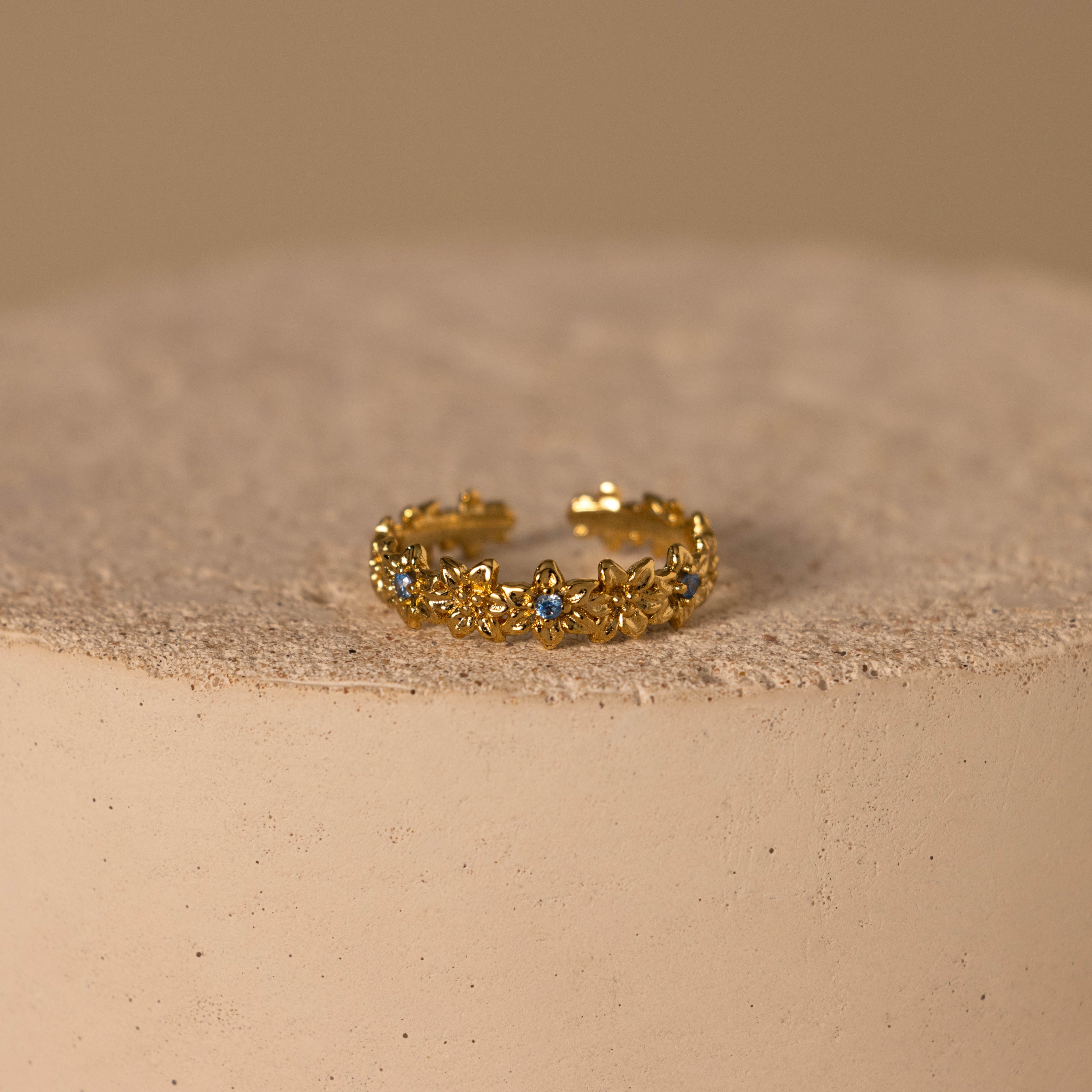 Birthstone Flower Eternity Ring