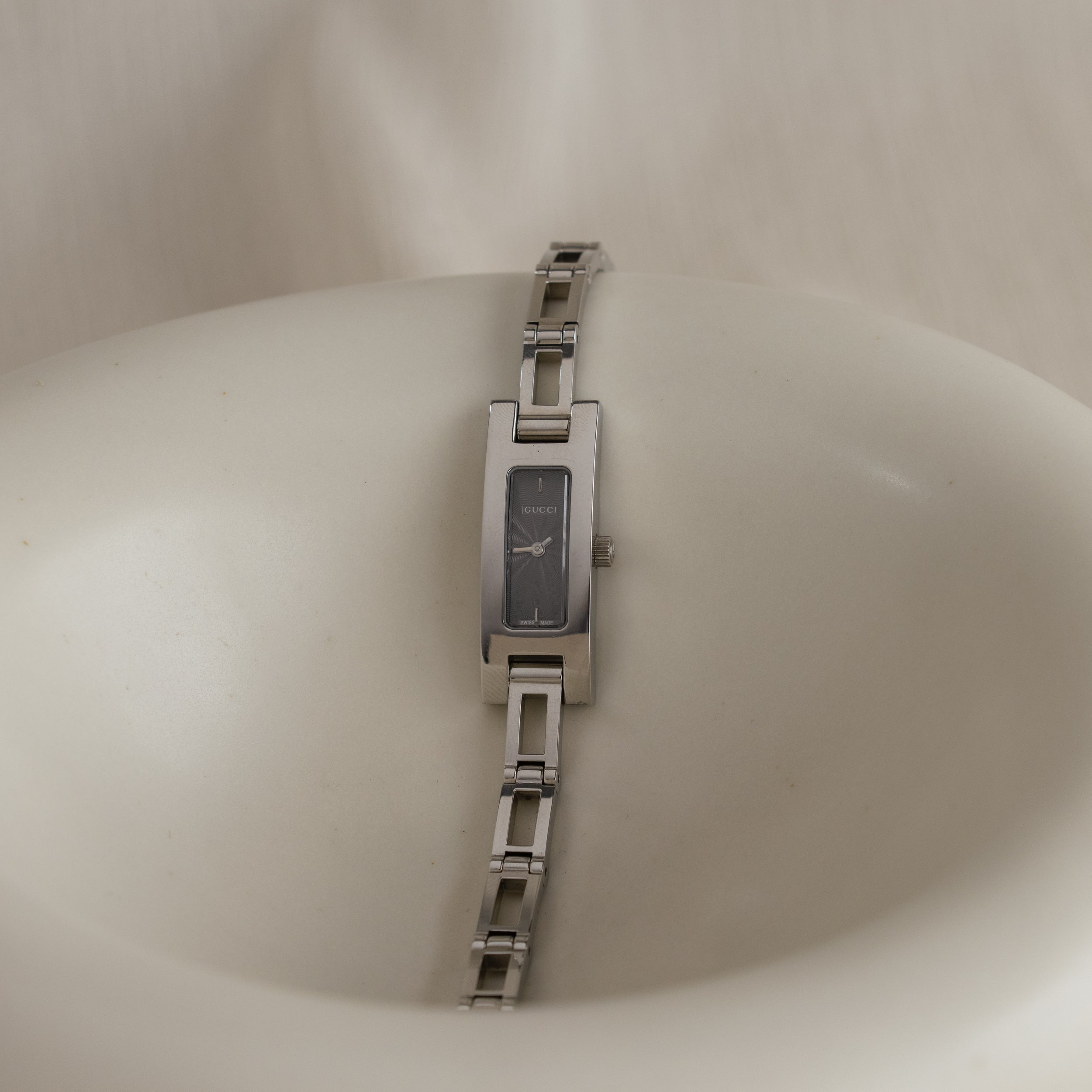 Vintage Gucci Skinny Rectangular Silver Watch