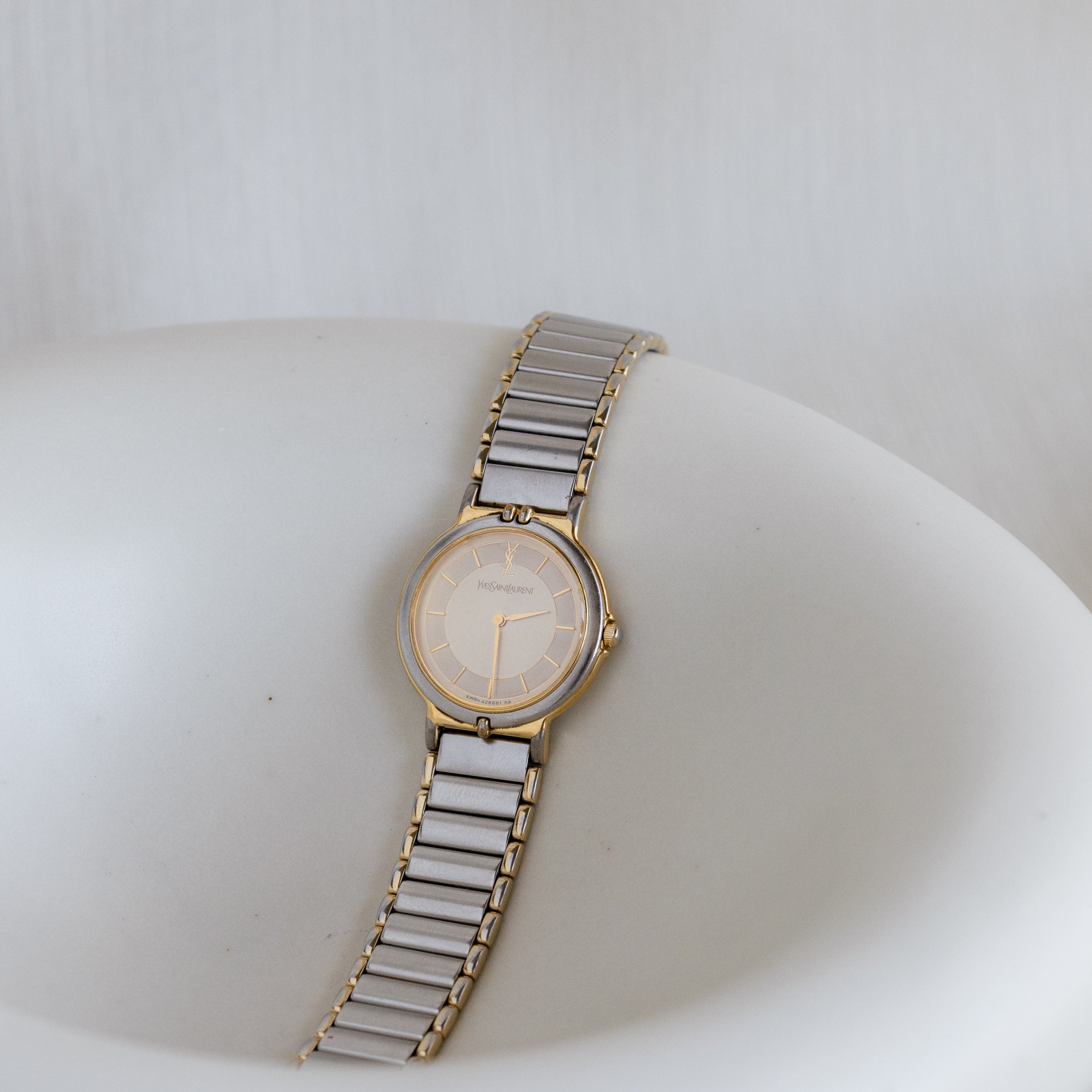 Vintage YSL Ribbed Two Tone Watch