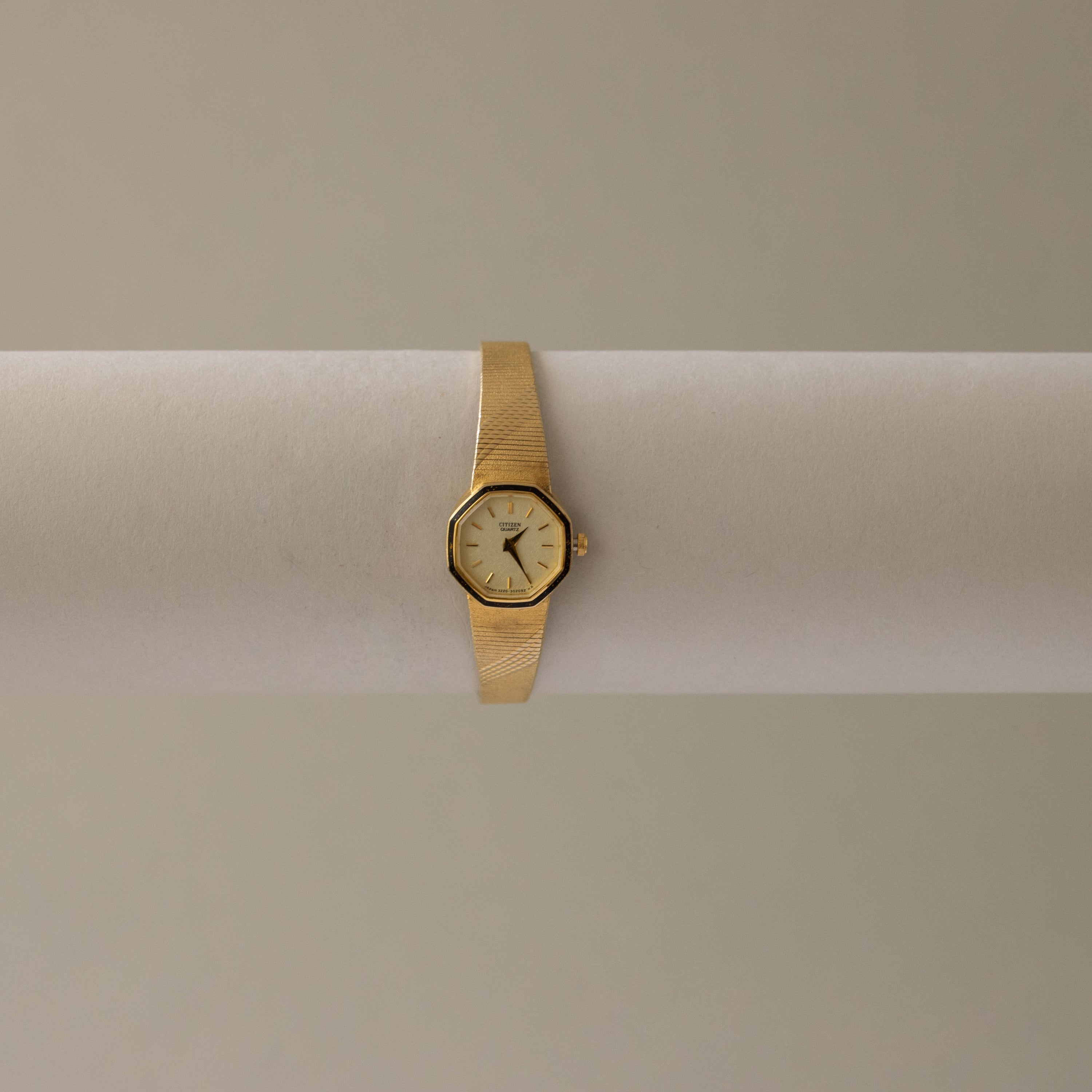 Vintage Citizen Octagonal Brushed Gold Watch