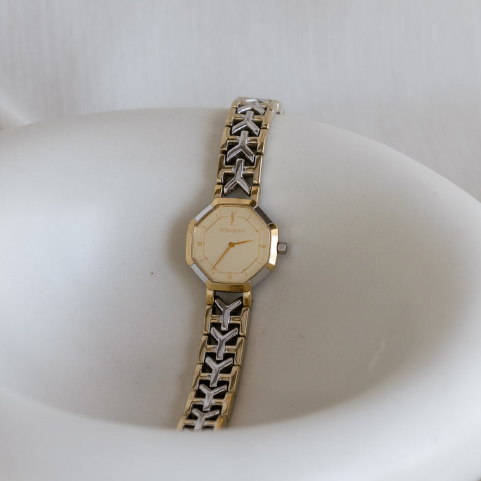 Vintage YSL Octagon Two Tone Watch