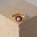 Heritage Pearl Ruby Flower Ring