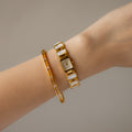 Vintage Vexcel Rectangular Pearl Gold Watch