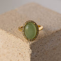 Pave Oval Jade Ring