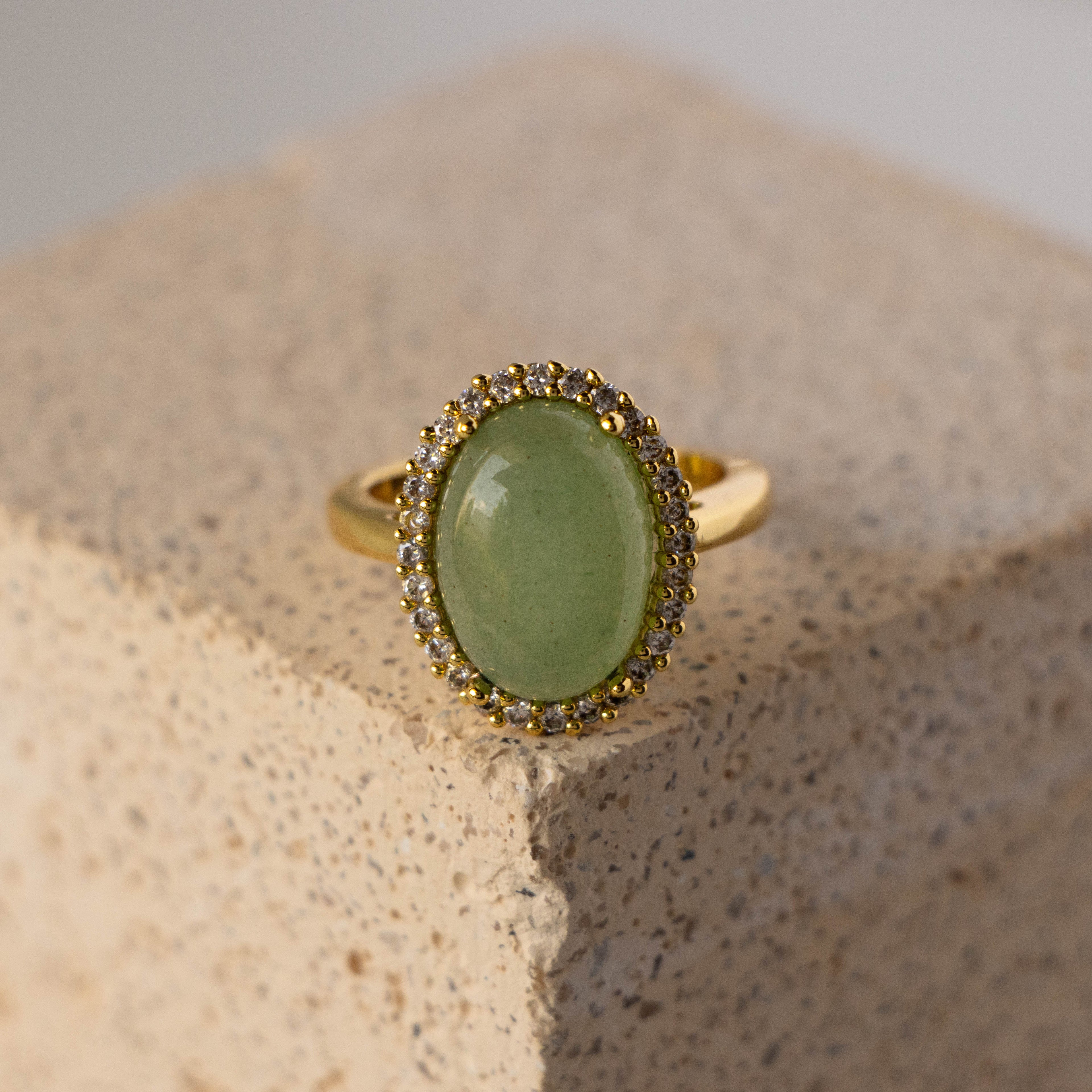 Pave Oval Jade Ring