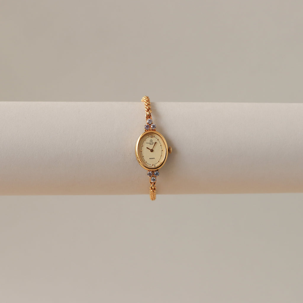 Vintage Christian Bernard Aquamarine Gold Watch