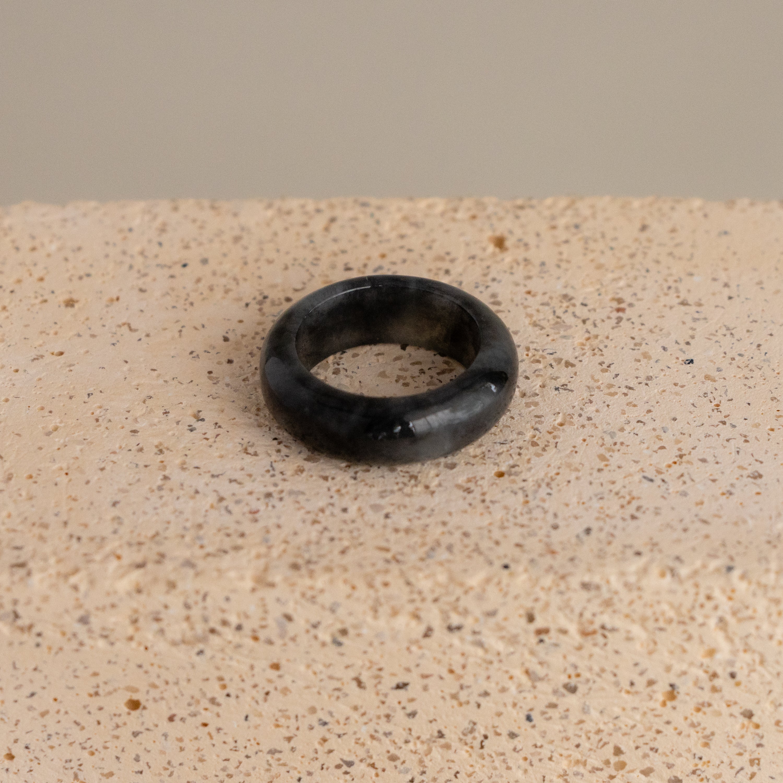 Obsidian Gray Jade Ring