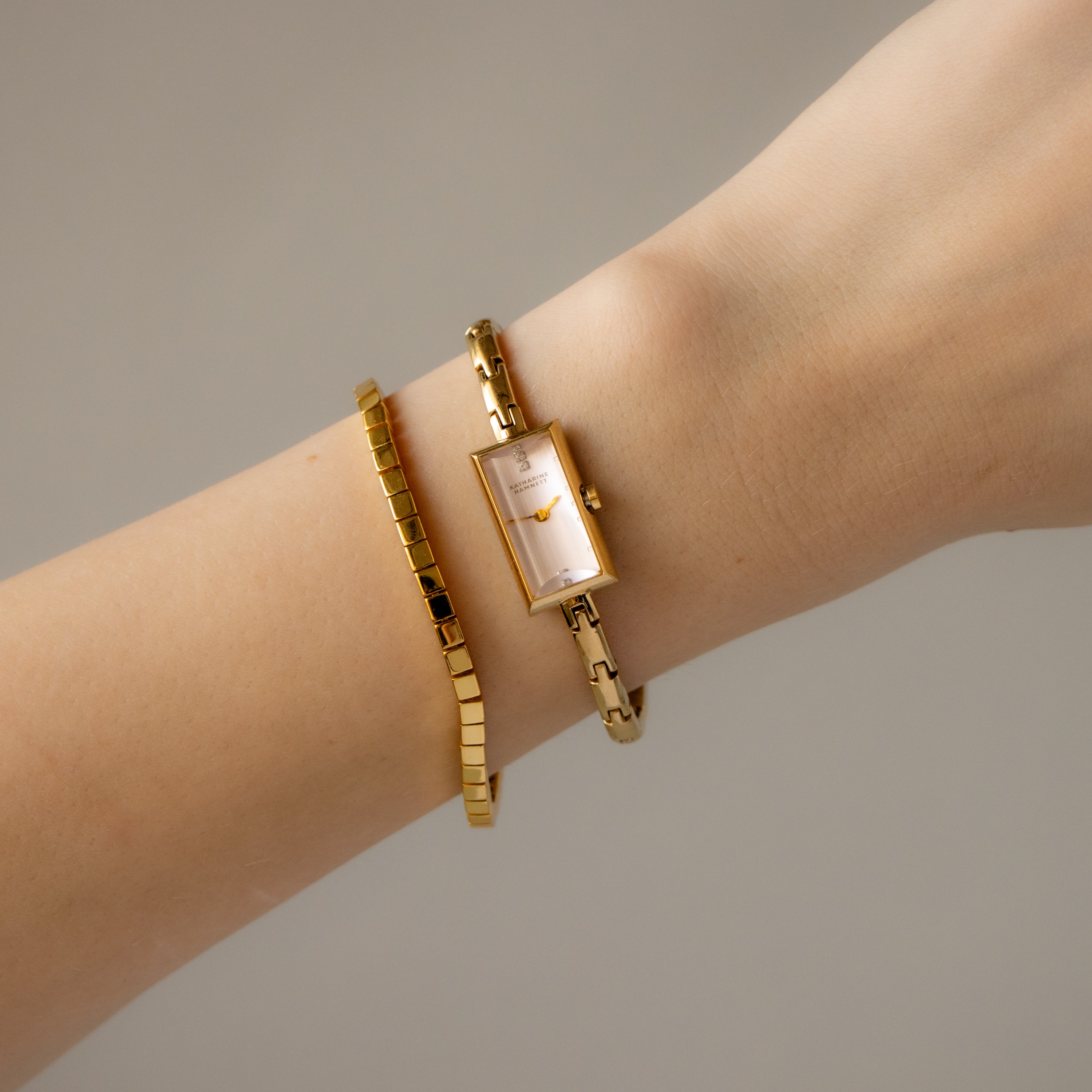 Vintage Katharine Hamnett Rectangular Gold Watch