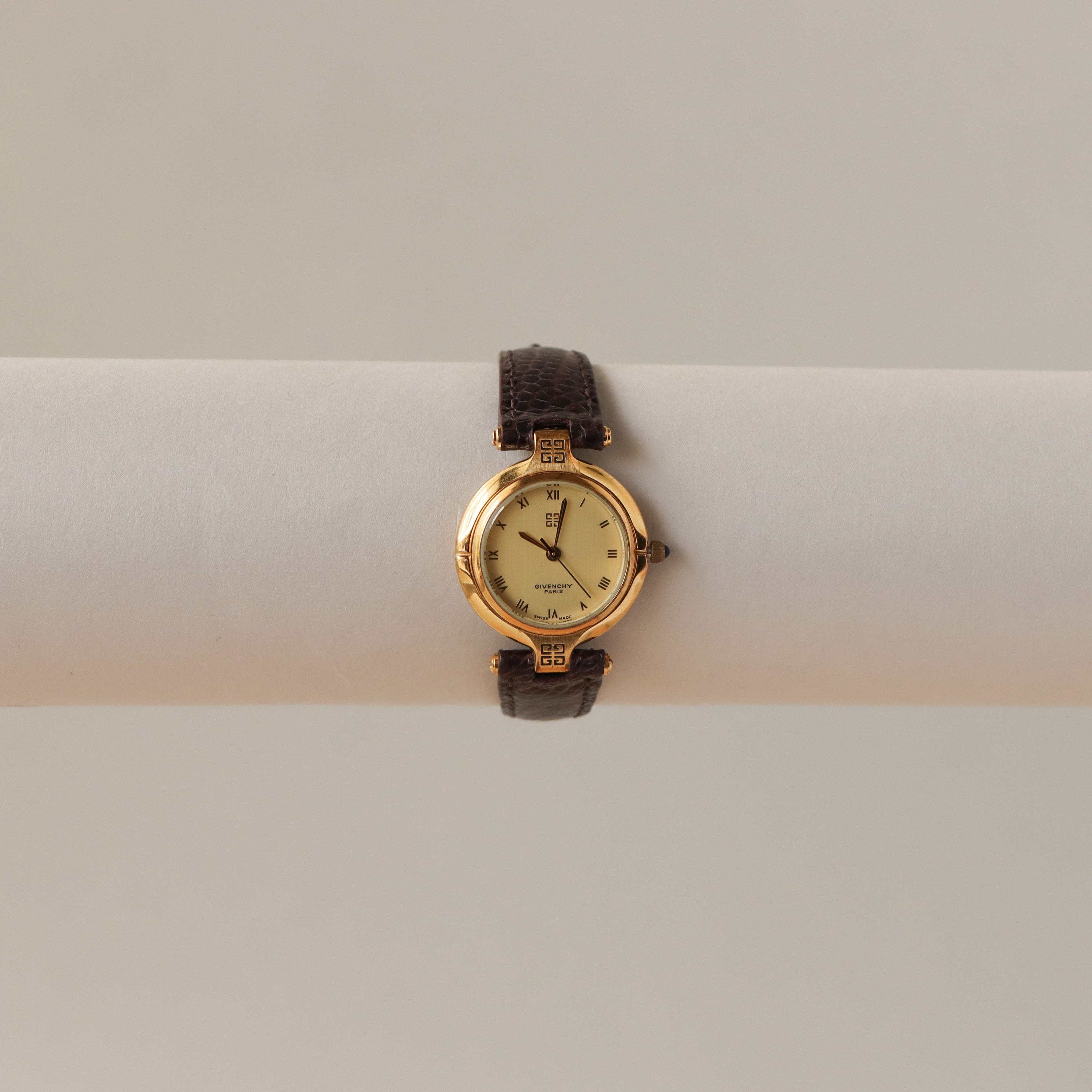 Vintage Givenchy Swiss 4G Round Gold Watch