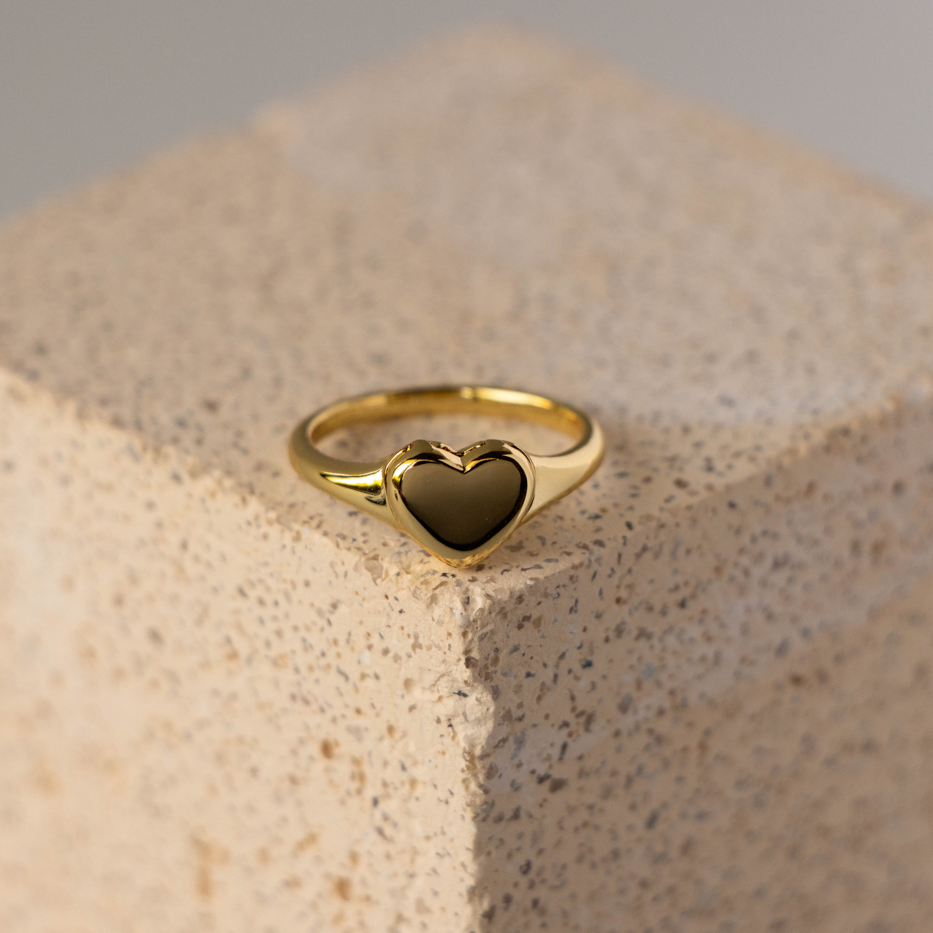 Golden Heart Locket Signet Ring