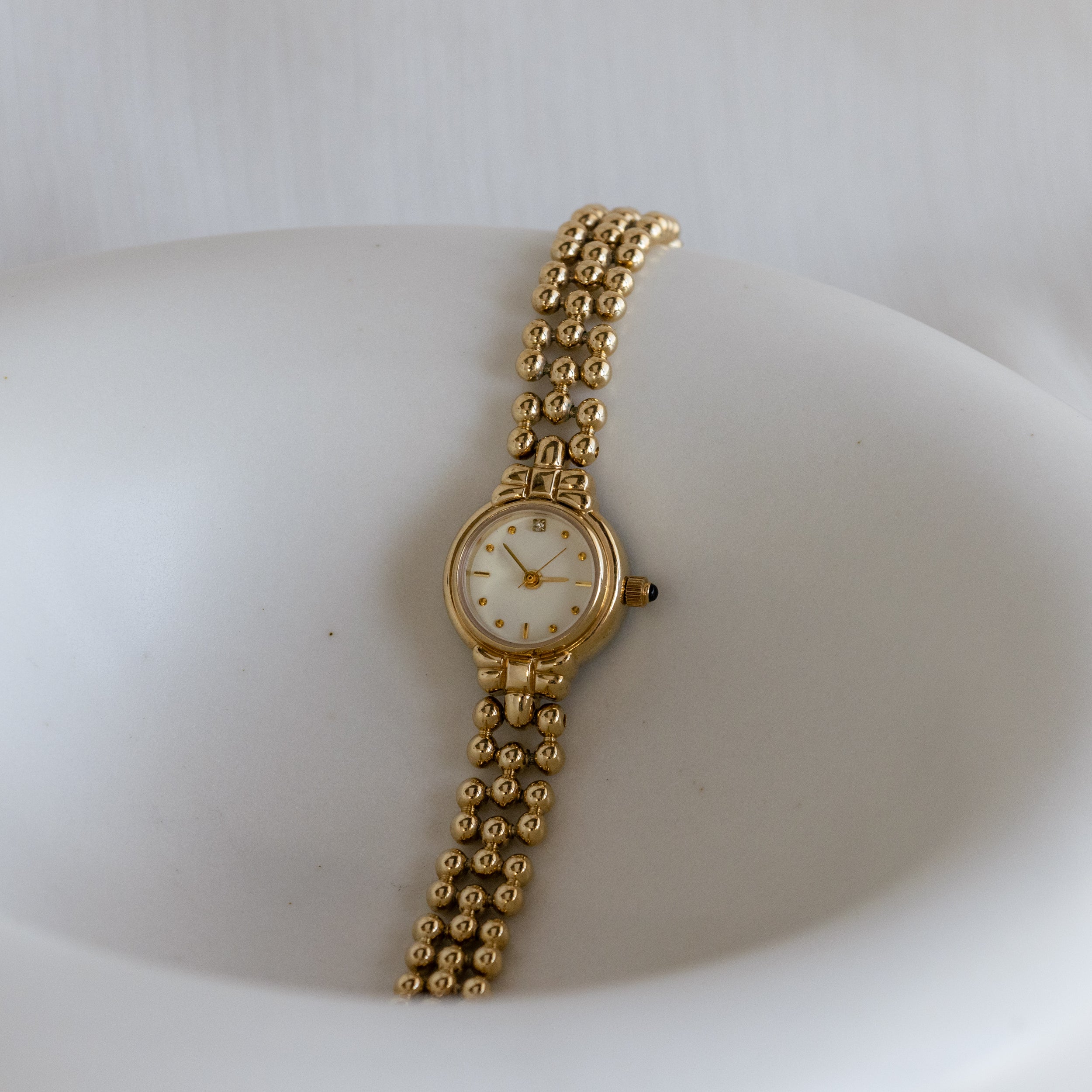 Vintage Pola Beaded Gold Watch