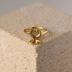 Golden Heart Locket Signet Ring