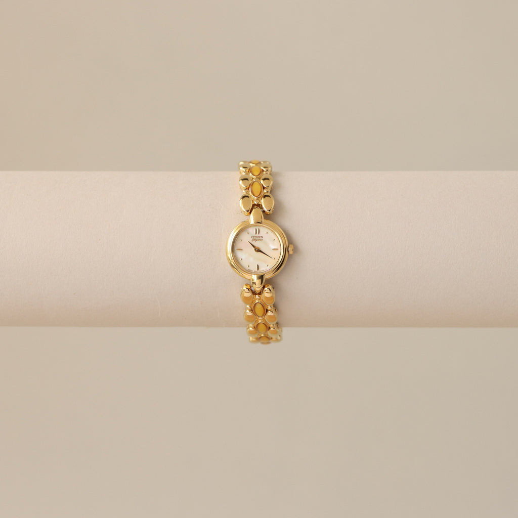 Rare Vintage Citizen Yellow Opal Gold Watch