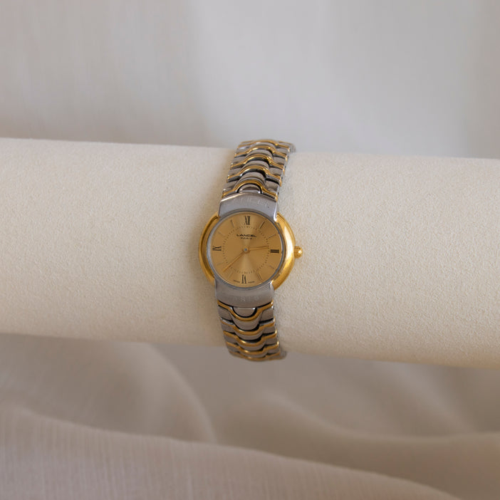 Vintage Lancel Swiss Round Two Tone Watch