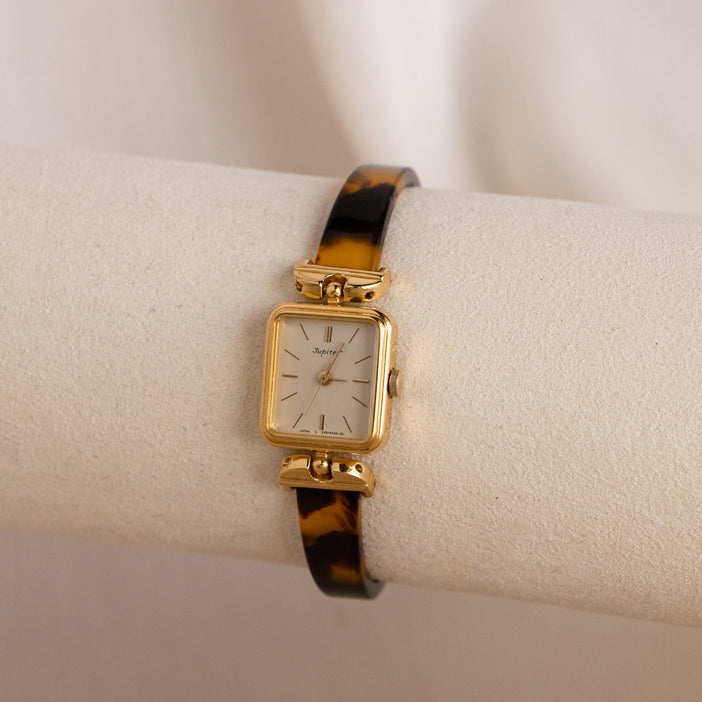 Vintage Orient Square Tortoise Cuff Gold Watch