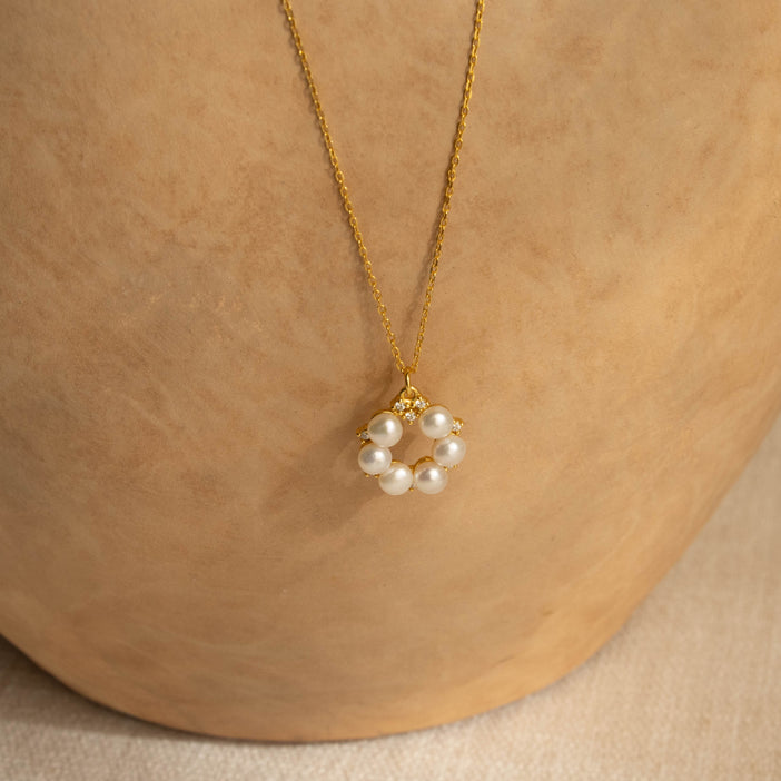 Pearl & Diamond Flower Necklace