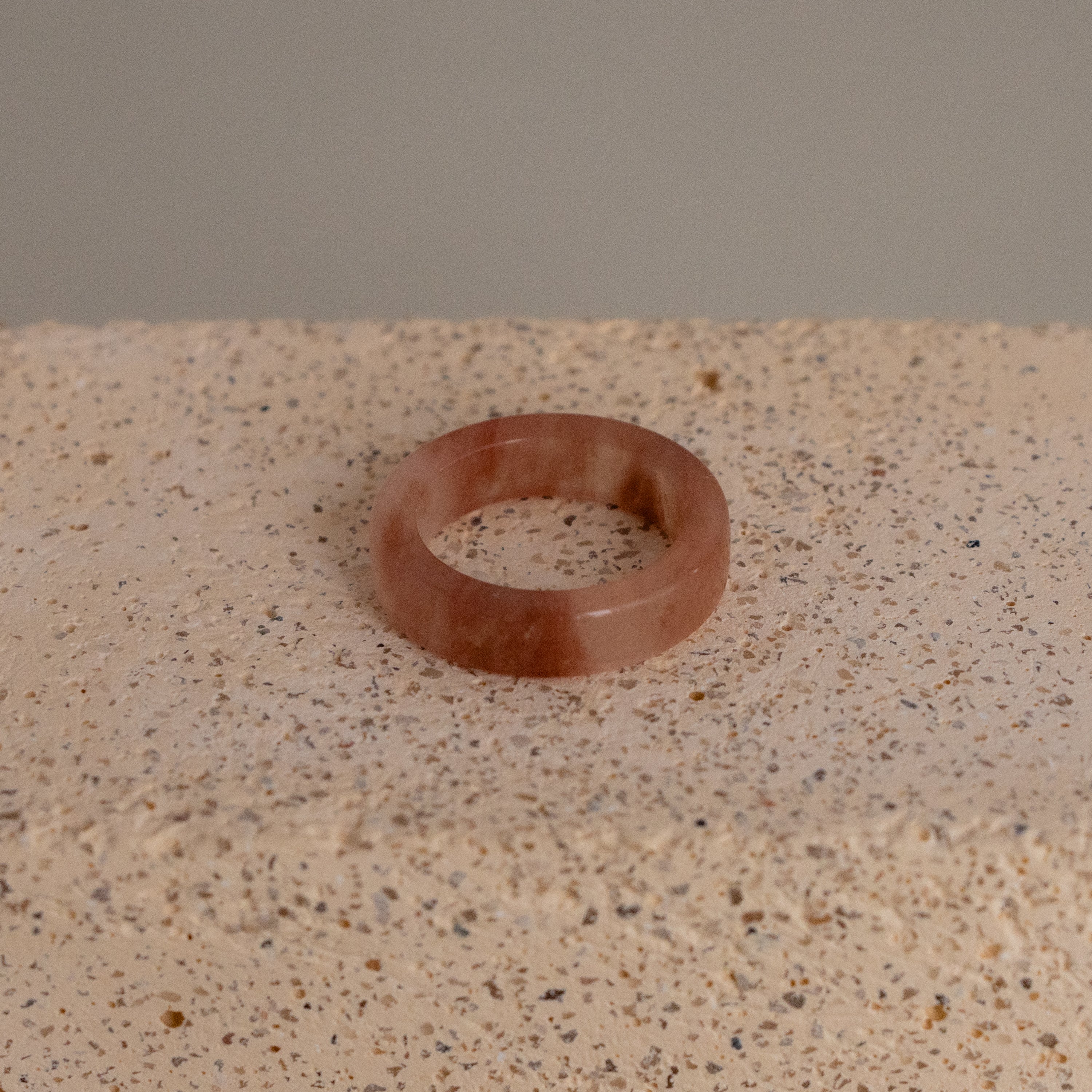 Thick Red Blossom Jade Ring