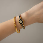 Vintage Andre Mouche Swiss Pave Locket Cuff Gold Watch