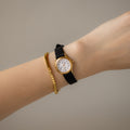 Vintage Seiko Spirit Black Leather Gold Watch