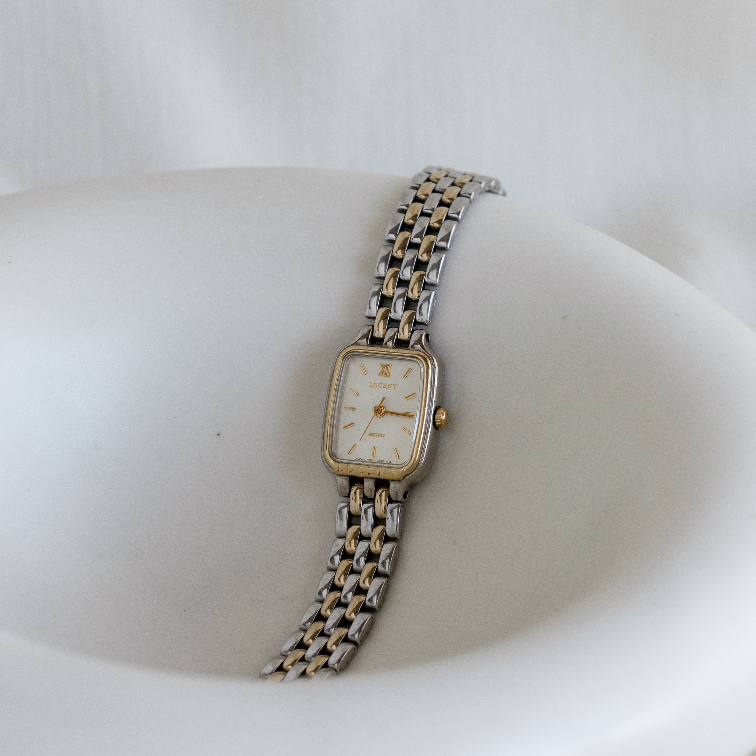 Vintage Seiko Lucent Rectangle Two Tone Watch