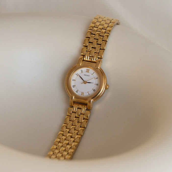 Vintage Seiko Bold Roman Gold Watch