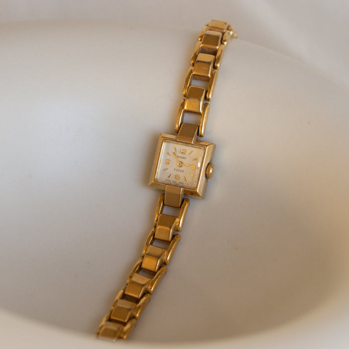 Vintage Seiko Square Link Gold Watch