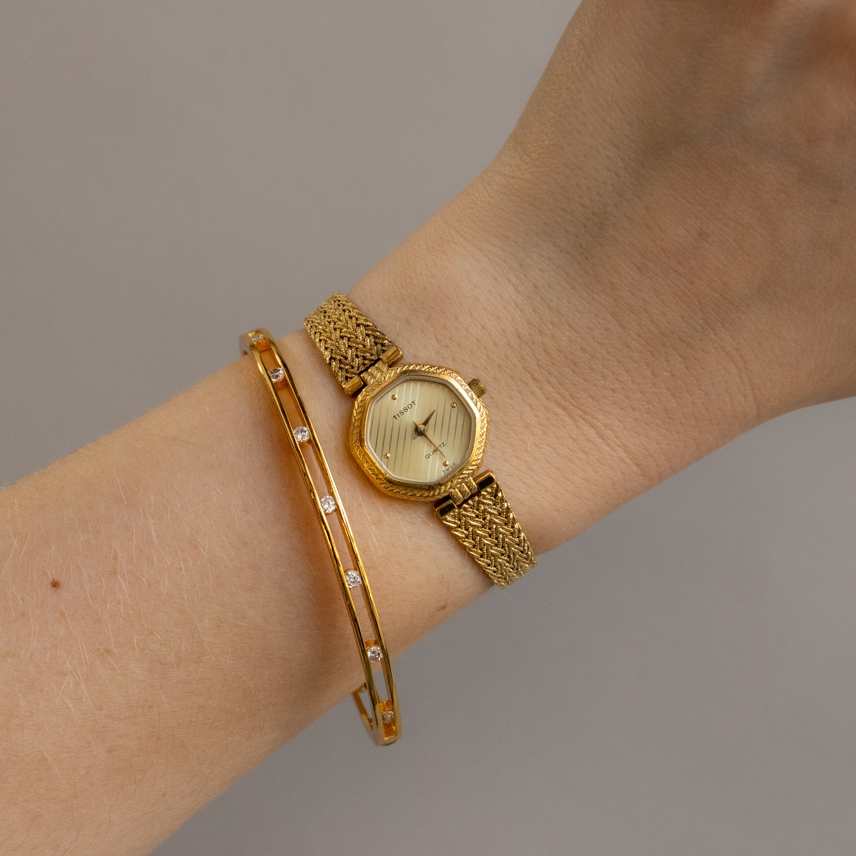 Vintage Tissot Dainty Mesh Gold Watch