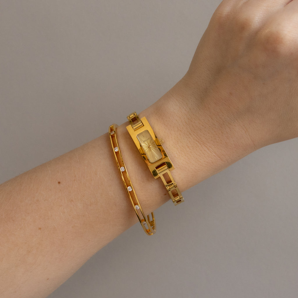 Vintage Gucci Swiss Rectangular Gold Watch