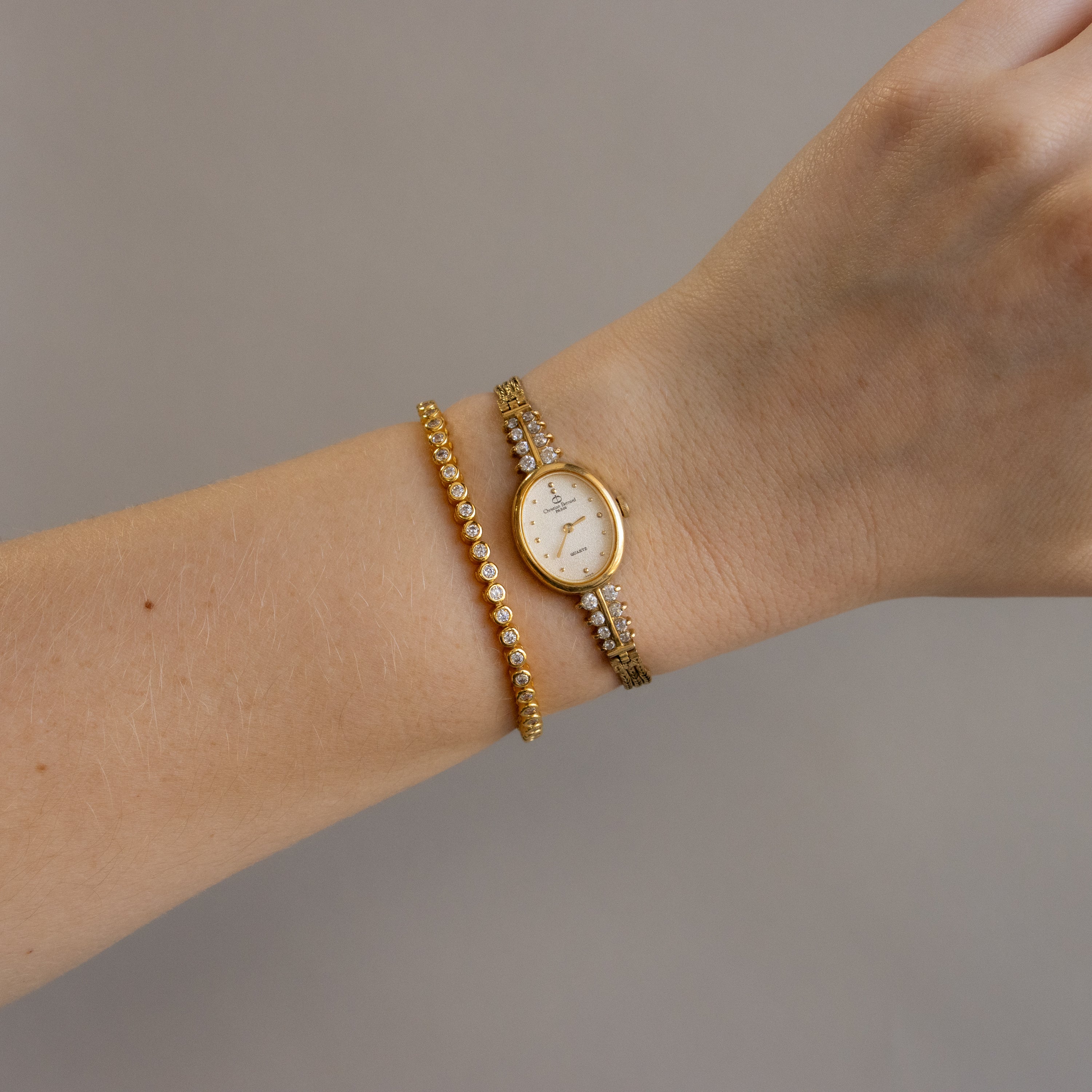 Vintage Christian Bernard Oval Diamond Gold Watch