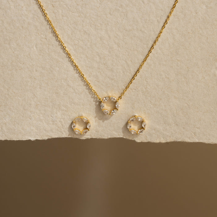 Marquise Diamond Circle Jewelry Set