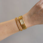 Vintage Lancel Pave Rectangular Gold Watch