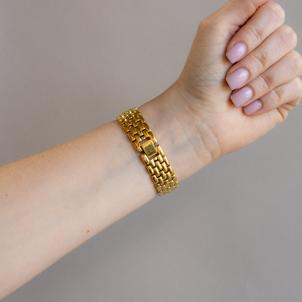 Vintage Lancel Pave Rectangular Gold Watch