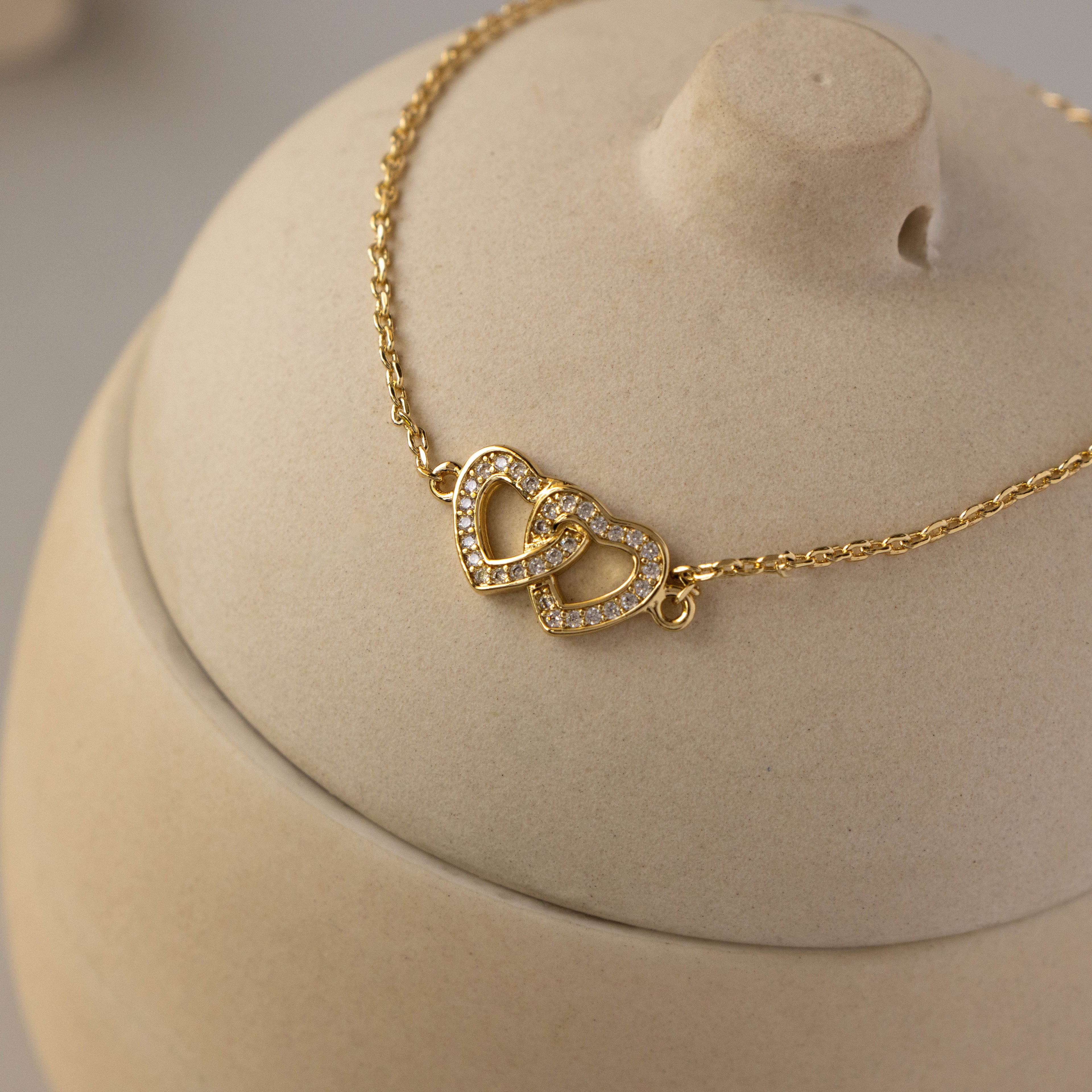 Interlocking Duo Pave Hearts Bracelet