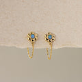 Blue Opal Flower Chain Studs